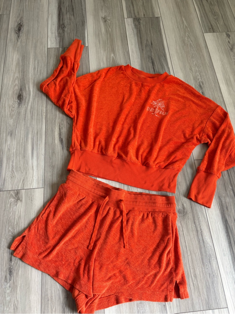 Old Navy Orange French Terry Shorts & Top Loungewear Set | Stay Palm | SZ S/M